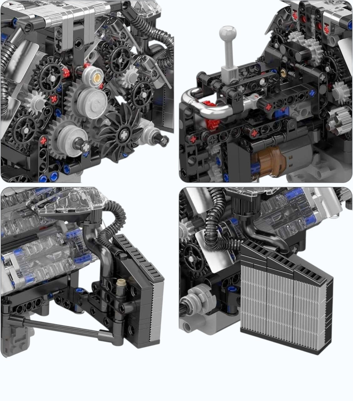 W12 Twin Turbo Motor Elektrischer Bausatz mit beweglichen Teilen