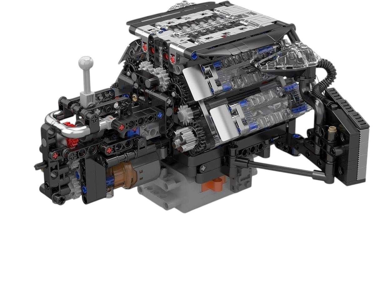 W12 Twin Turbo Motor Elektrischer Bausatz mit beweglichen Teilen