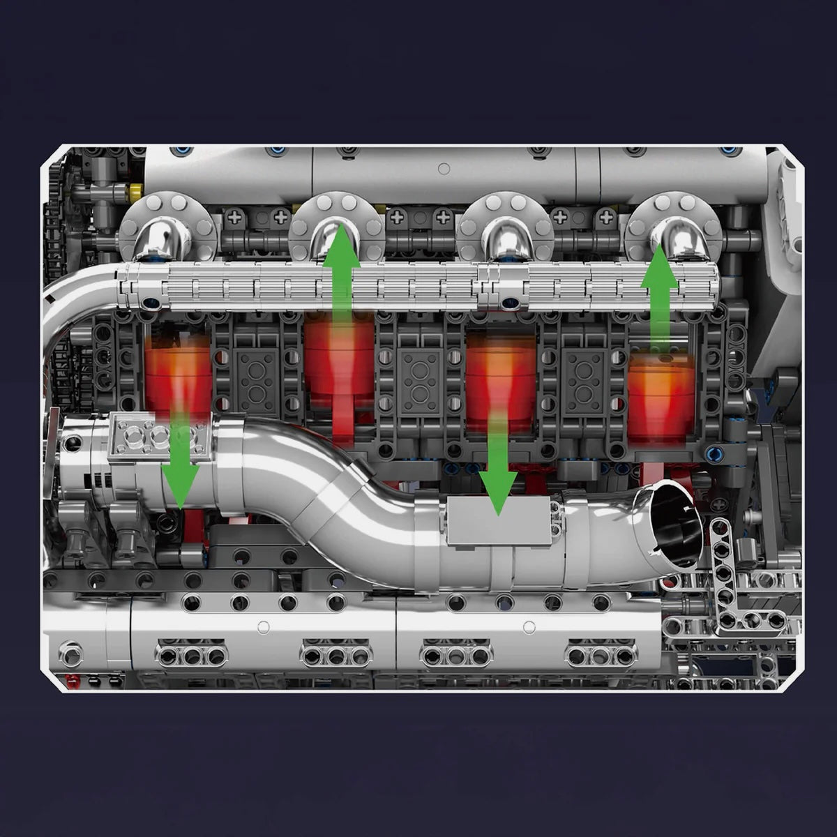 ULTIEME CHROME TWIN TURBO V8 MOTOR & VERSNELLINGSBAK