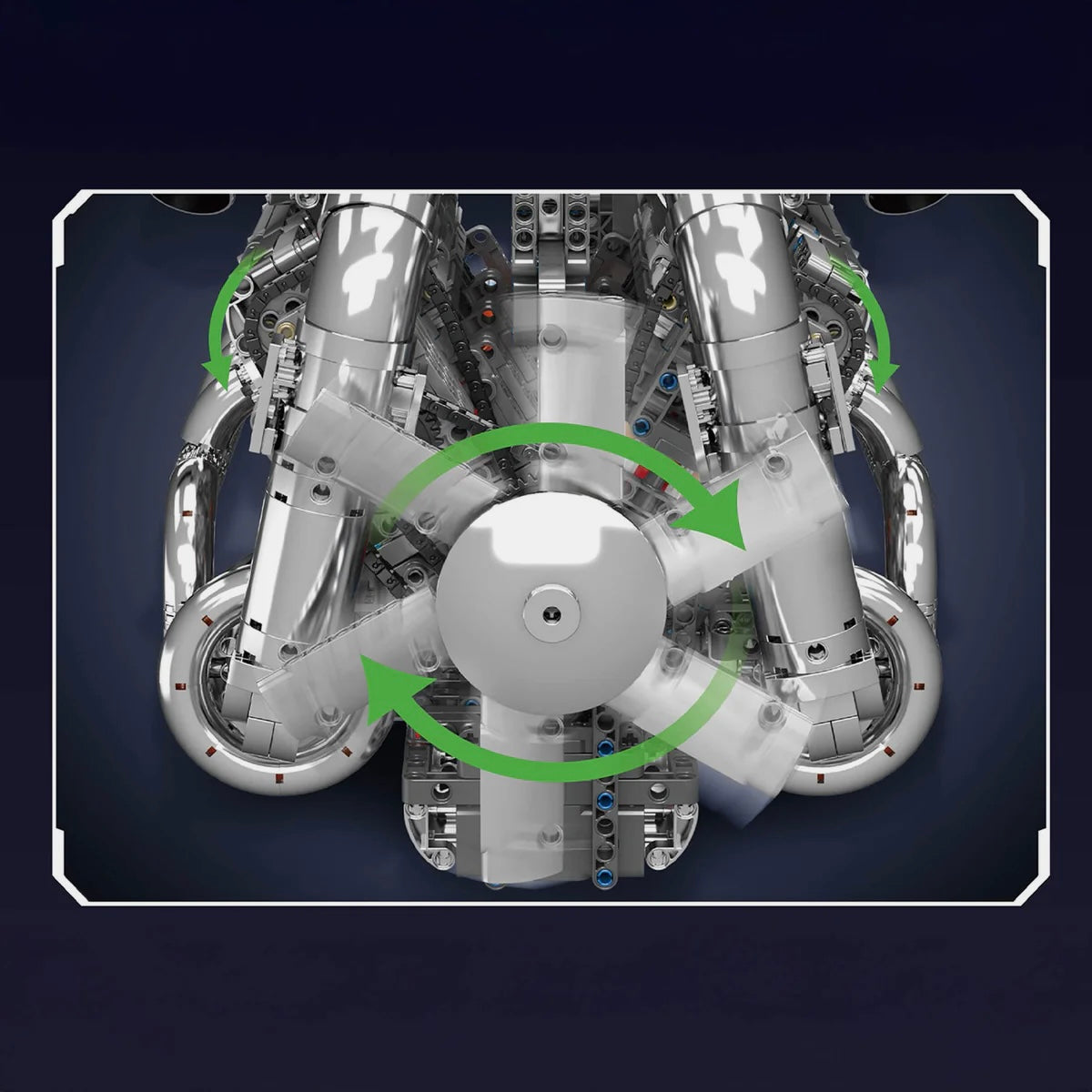 ULTIEME CHROME TWIN TURBO V8 MOTOR & VERSNELLINGSBAK